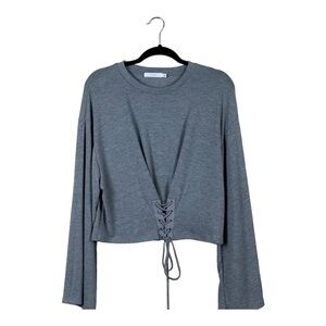 Lush Corset Long Bell Sleeve Top Gray Size M